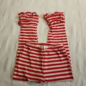 Youngland girls size 7 Red & white striped ruffle bottom pants, Holiday